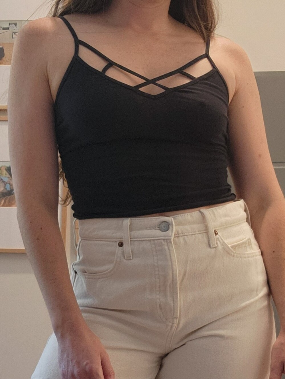 Black Crisscross Caged Spaghetti Strap Cami